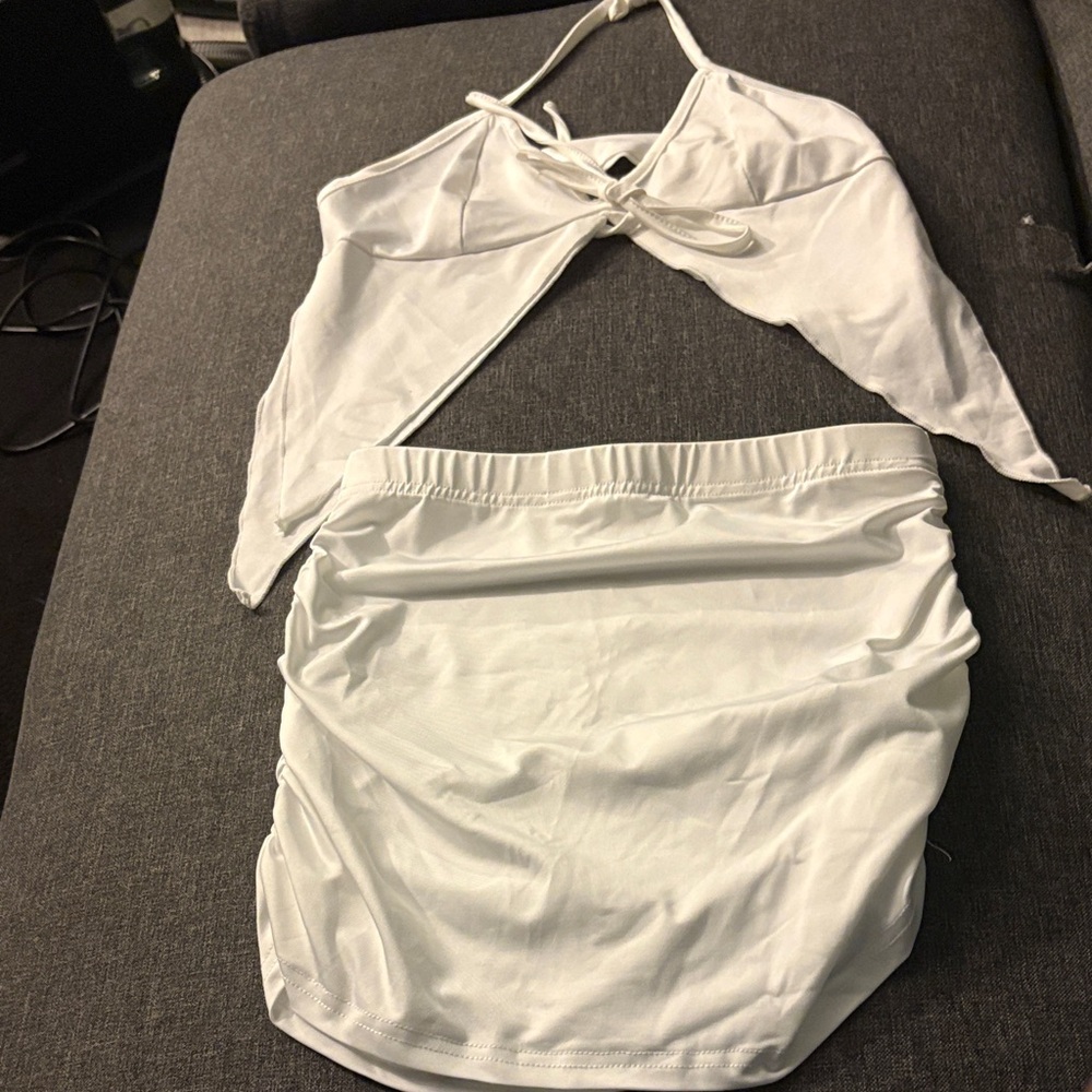 White Two-Piece Swimsuit Set